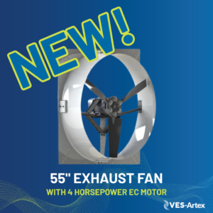 a 55" exhaust fan with an EC motor and three galvanized steel blades